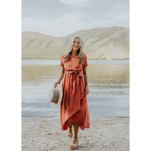 Plus Size Faux Wrap Maxi Dress